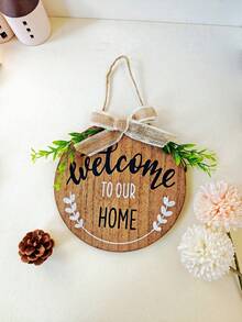 1件綠葉蝴蝶結木製門牌「Welcome Home」牆掛裝飾（小圓形），適用於玄關門、牆面、房間、居家、客廳、臥室、商店及各種場合，感恩節、聖誕節禮物，送給朋友與家人的節日禮物 - 彩色 - 查看 8