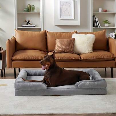 Divano letto ortopedico per cani in memory foam, comodo divano per animali domestici con fodera rimovibile e lavabile con cerniera, resistente alle macchie e agli odori, facile da pulire, per cani di piccola, media e grande taglia.