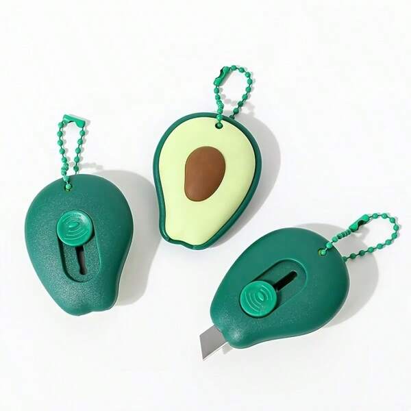 Pisau Mini Avocado Mudah Alih Pelbagai Fungsi, Pemotong Kotak Kecil Berbentuk Buah Kartun, Bilah dengan Tali Lanyard Manik, dan Pisau Leher Kompak, Direka untuk Pelajar, Boleh Digunakan untuk Membuka Bungkusan dan sebagai Alat Menulis