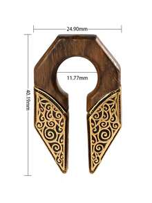 1PC Stainless Steel Magnetic Hoop Dangle Ear Weight Gauge Piercing Wood Ear Weights Hangers Expanders Stretched Gauges Piercing - As Shown - View 18