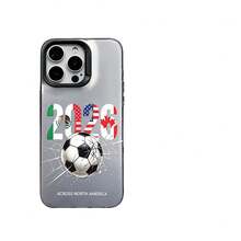 1pc 2026 USA Canada Mexico World Cup Broken Soccer Ball Full Coverage Anti-Drop Phone Case, North American Three Countries Soccer Fans Cool Unisex Matte Premium Protective Cover, Compatible With IPhone17/17Pro/17ProMax/16/11/16Plus/16ProMax/16e/15ProMax/13/14/12/14ProMax/12ProMax/13ProMax/12Pro/13Pro/14Pro - Black Frames, Matte Gray - View 4