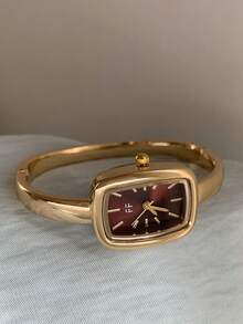 1pc Gold/Silver Square Bamboo Knot Quartz Watch, Perfect For Daily Wear, Also An Ideal Birthday And Christmas Gift - Gold - View 6