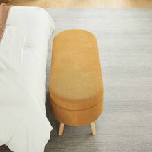 Storage Bench Beige Chenille 110cm – Space-Saving For Entryway, Bedroom, Living Room - 黃色 - 查看 10