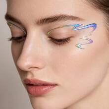 6 Sheets Y2K Metallic Eyeliner Stickers, Waterproof Eye Makeup Decor Stickers For Festival Rave Party - Multicolor - View 5