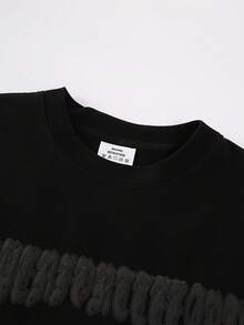 Herren Kurzarm-T-Shirt Sommer Casual Bedrucktes Schweres Baumwoll-T-Shirt mit Rundhalsausschnitt - Schwarz - Übersicht 4