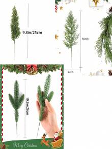 5/10pcs Artificial Pine Branches, Christmas Artificial Pine Stems, Cedar Branches, Green Pine Branches, Christmas Green Pine Picks For Wreath Crafts, Christmas Tree, Cabinet DIY, Winter Home Decor - Green - View 3