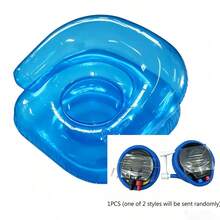 2Pcs Including 1Pc Foldable Inflatable Beach Chair And 1Pc Foot Pump, Portable Floor Backrest Chair, Lightweight Slouchy Seat For Indoor, Outdoor, Poolside, Beach, Lawn, Concert, Hiking - Multicolor - View 3