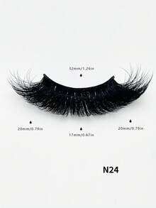 1 Pair 20mm Black Slim Cartoon Wet Look Faux Mink Natural Voluminous False Eyelashes - Black - View 3