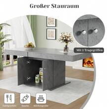 Extendable Dining Table - Space Saving & Multifunctional - Grey - View 7