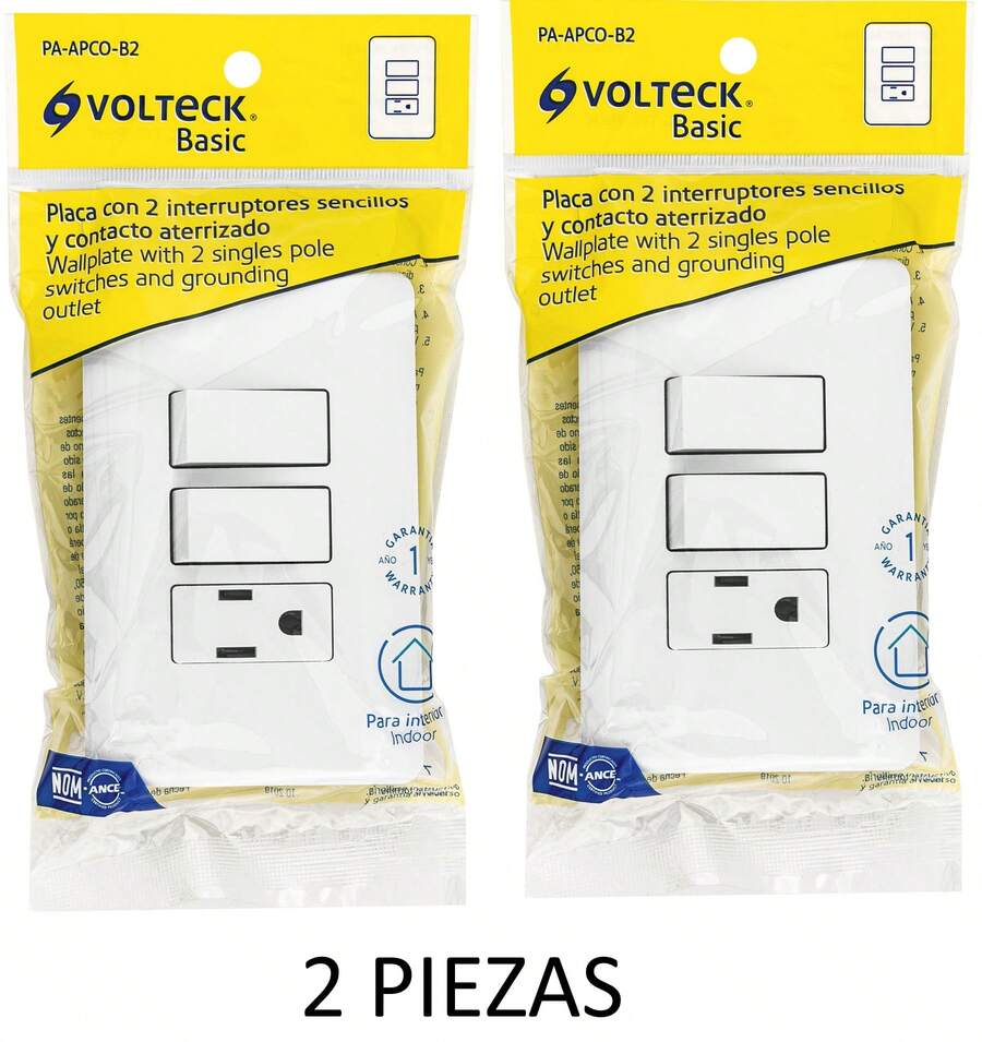 TRUPER KIT 2 PC - Plate With Outlet And 2 Single Switches, Basic - White - View 1