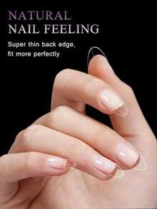 240pcs Soft Gel Nail Tips, Semi-Matte Full Coverage Fake Nails M Size Almond French Style Thin Front Thick Back More Fit And Secure Peelable Gel Extension Nail Capsules Nail Art Supplies Suitable For Girls And Women Nail DIY - Clear - View 3