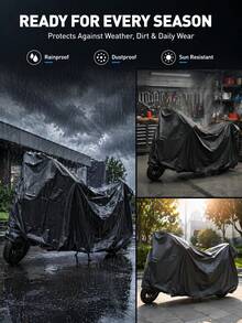 1pc Heavy Duty PEVA Vehicle Cover Waterproof UV Resistant Snowproof Breathable Universal Protective Cover For Motorcycles Bicycles Electric Scooters Rain Sun Protection Reflective - Multicolor - View 4
