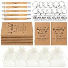 36pcs Bulk Thank You Gift Set, Pen, Notebook, Inspirational Keychain With Tote Bag, Employee, Colleague, Teacher, Volunteer Team Gift - Multicolor - View 2