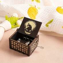 1 hộp nhạc quay tay bằng gỗ họa tiết Halloween, hộp nhạc vẽ trang trí kiểu quầy hàng, quà tặng nhỏ trang trí - Hộp nhạc Halloween - Xem 4