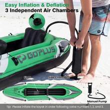 11.5 FT Tandem Touring Kayak With Aluminum Paddles For Adults Fishing Lake River - Green - View 6