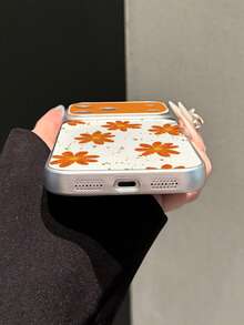 1件 橘色花朵 平面電鍍啞光銀邊 荔枝紋理手機殼 全包覆 2mm 防震 創意精準孔位 凸起大視窗 Instant 17 鏡頭 軟殼 日常適用於 iPhone 17/17Pro/17PROMAX/16/16Pro/16PLUS/16PROMAX/15/11/12/13/14/15Pro/14Pro/13Pro/15PROMAX/14PROMAX/13PROMAX - 彩色 - 查看 6