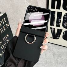 keshengtai Candy Color Ring Buckle Phone Case, With Hinge Protection, Built-In Screen Protector, Hard PC Backplate Protective Phone Cover Compatible With Samsung Galaxy Z Flip8, Z , Z Flip7FE, Z Flip6, Z Flip5 - Black - View 5