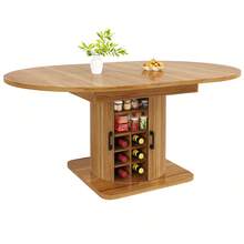Extendable Dining Table With Storage, Multifunctional Table With Removable Shelves, Space-Saving Kitchen Table For Small Rooms And Dining Areas, MDF Top, Dark Brown - 深棕色 - 查看 6