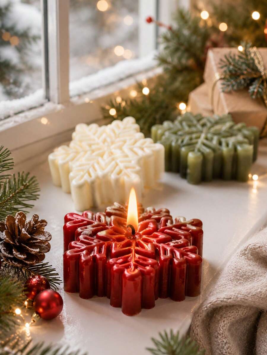 聖誕雪花矽膠模具,適用於蠟燭、石膏、樹脂 DIY 冬季節日禮盒裝飾手工禮物 - 雪花矽膠模具 - 查看 1