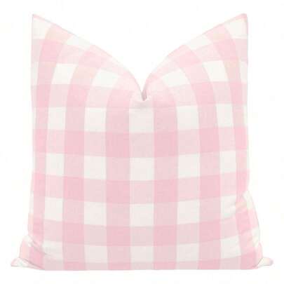 [Pillow Cover]Chaeston Check Primrose Buffalo Check Light Pink  Room Throw Pillow