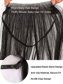 Synthetic Natural Topper Hair Straight Wig Hand Crochet Lace Base Topper Black Brown Hair Natural Black Synthetic Top Forehead Invisible Seamless Lace Net Natural Invisible Coverage For Gray Hair, With Hair Band And Hair Accessories - Multicolor - View 3