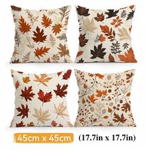 4pcs Autumn Maple Leaf Pattern Pillow Covers Without Inserts, Single-Sided Printed Pillow Covers, Suitable For Living Room Bedroom Home Decor, All Season Pillow Covers - Multicolor - View 11