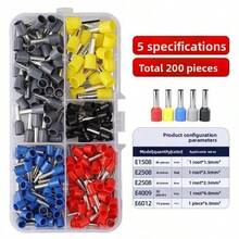 Pliers For Cold Press Fast Connection Terminals, Tubular Pre-Insulated Connectors, Needle-Nose Pliers, Electronic Wire Cold Press Terminals - 200 Pieces Per Box - Wire Crimping Pliers Not Included - View 3