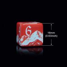6 pezzi Dadi da gioco D6 con motivo montagna innevata rossa, dadi acrilici a sei facce con paesaggio, adatti per serate di giochi da tavolo e collezionabili, dadi per giochi da tavolo con scena di montagna - Multicolore - Visualizzare 2