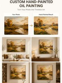 Custom Hand-Painted Oil Painting From Photo, Portrait, Person, Pet, Landscape, Birthday, Hotel, Engineering Decorative Painting - Multicolor - View 5