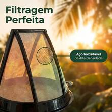 Filtro De Café Cônico Reutilizável Em Aço Inoxidável Com Colher Medidora Sem Resíduos Para Café Coado Manual - Preto - Visão 5