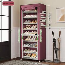 Red Dust-Proof Shoe Rack, Multi-Layer Minimalist Freestanding Shoe Storage Rack, Easy Assembly Space-Saving Storage Shelf, Suitable For Dorms And Homes, 6/8/10 Layers Optional (Can Hold 15-27 Pairs Of Shoes) - Red - View 14