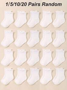 20/10/5/1 Paar Baby Kleinkind Mädchen weiße Rüschen Crew Socken | Säuglings Kleidersocken für Prinzessinnen Outfits | Neugeborenen Grundausstattung | Babyparty Dekoration - Verschiedenfarbig - Übersicht 1