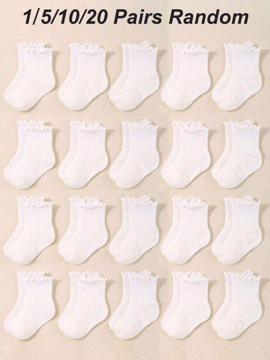 20/10/5/1 Paar Baby Kleinkind Mädchen weiße Rüschen Crew Socken | Säuglings Kleidersocken für Prinzessinnen Outfits | Neugeborenen Grundausstattung | Babyparty Dekoration - Verschiedenfarbig - Übersicht 1