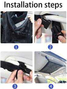 Car Ceiling Cargo Net Pocket With Zipper Large Capacity Camping Travel Car Hanging Pocket Adjustable Ceiling Storage Net For Long Trips Camping Picnic Car Accessories Traveling Outdoor Camping Travel Essentials Accessories - Multicolor - View 4