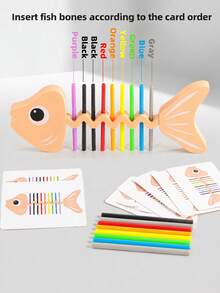 Early Childhood Education Color Recognition - Fishbone Tabletop Game Teaching Aid For Developing Fine Motor Skills, Gift For Boys And Girls - Multicolor - View 1