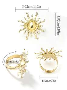 6pcs Adjustable Personalized Flower Sun Star Elegant Women's Ring Set - Gold - View 3