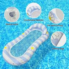 In Stock Thick Striped Petal Shape Single Inflatable Water Float Mesh Water Lounge Bed With Cup Holders For Swimming Pool(Random Style & Color Delivery) - Multicolor - View 4