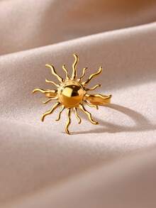 Exaggerated Vintage Style Stainless Steel Sun Rings For Women Men18k Gold Plated Sun Ring Anti Tarnish Adjustable Rings Couple Jewelry - 1 - View 6