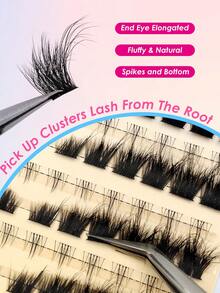 Sibeuna 168pcs Cluster False Eyelashes, Mixed Upper And Lower Lashes, C/D Curl, Fluffy And Lightweight, Includes Matching Single Lower Lashes, Voluminous, Suitable For Beginners To Apply, Salon-Style Lash Extensions - C/D MIX - View 6