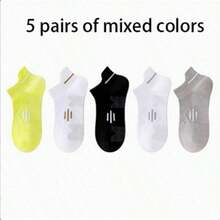 1/5/10 Pasang Kaos Kaki Pendek Olahraga Unisex Musim Semi/Panas, Kaos Kaki Lari Kebugaran Harian, Kaos Kaki Jaring Bernapas dan Menyerap Guncangan - MultiWarna - View 13