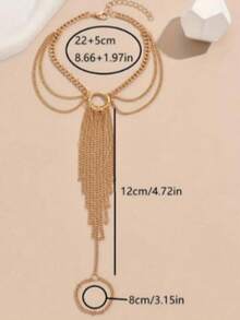 Bohemian Style Multi-Layer Chain Tassel Finger Ring, Suitable For Summer Beach Vacation, Women Wear - Gold - View 2