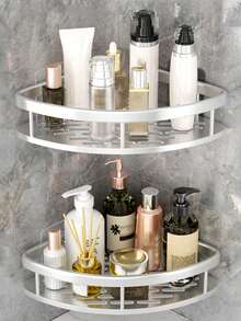 2pcs Stainless Steel Rust-Proof Bathroom Shelf, Large Capacity Shower Caddy, Suitable For Bathroom Storage And Home Decor, No Drilling Required - Multicolor - View 4