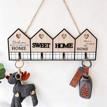 4-Piece Wooden Key Holder Wall Mount, Rustic Cabin Style Home Hooks For Entryway, Farmhouse Wall Art Decor Hanging Organizer, Decorative Key Rack Storage Solution For Modern Living Spaces - View 6