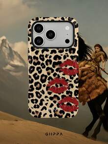 GIIPPA 1pc Yellow-Brown Leopard Print Bottom & Red Lips Pattern Design, Phone 17 Pro Max Phone Case, Compatible With Phone 16 Pro Max, 15 Pro Max, 14 Pro Max, Korean-Style High-End Fashion & Fun Phone Case, Compatible With 11/12/13/14/15/16 Pro Max Plus, Elegant Design Suitable For Men & Women, Perfect Gift For Girlfriend On Christmas, Valentine's Day, Easter, Wedding Season And Birthday! - Multicolor - View 8