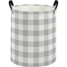1PC Grey White Buffalo Plaid Storage Basket With Handles, Classic Checkered Pattern Organizer Bin, Multi-Purpose Storage For Clothes Toys Blankets Sundries, Perfect For Bedroom Living Room Dorm Office, Great Gift For Mom, Home And Room Decor - View 10