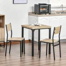 Three-Piece Minimal And Compact Dining Set, Light Wood Grain - A - View 7