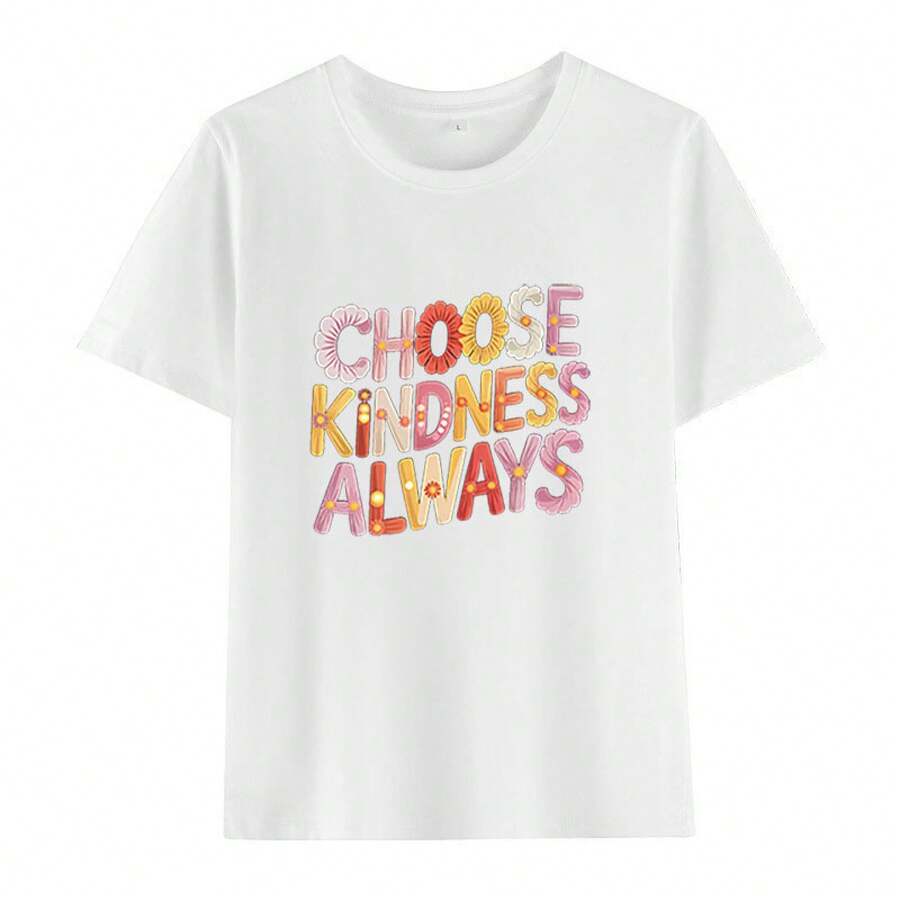 Fashionable New Casual Short-Sleeve Letter Print Versatile Round Neck T Spring And Summer Outdoor Breathable Comfortable Casual Short-Sleeve Shirt - 白色 - 查看 1