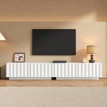 TV Cabinet, Modern TV Lowboard With Wave Front, Generous Storage Space, Push-To-Open – Minimalist TV Furniture For Living Room - 白色 - 查看 12