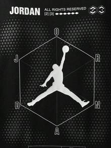 Men's AS JORDAN UTILITY GFX TEE Short Sleeve Knit Collarless T-Shirt TIX4986-010 - Black - View 4