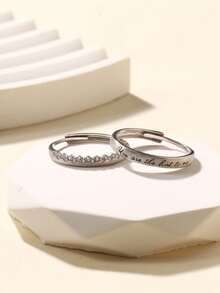 1 Pair Exquisite Romantic S925 Sterling Silver Brushed Finish Couple Rings, Adjustable Open Design, Ideal Gift For Wedding, Engagement, Anniversary, Valentine's Day Confession, Fits Size 7-10 - Silver - View 7